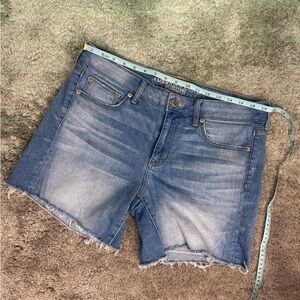 American Eagle Blue Denim Midi Cutoff Shorts Size 12